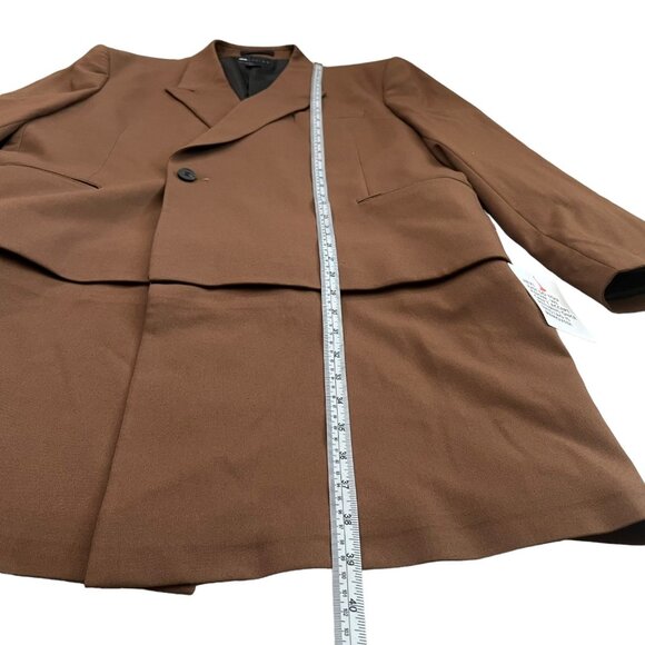 Asos Mens Longline One Button Blazer Brown 46 Regular NWOT Preppy‎ Academia Fall - Picture 15 of 16